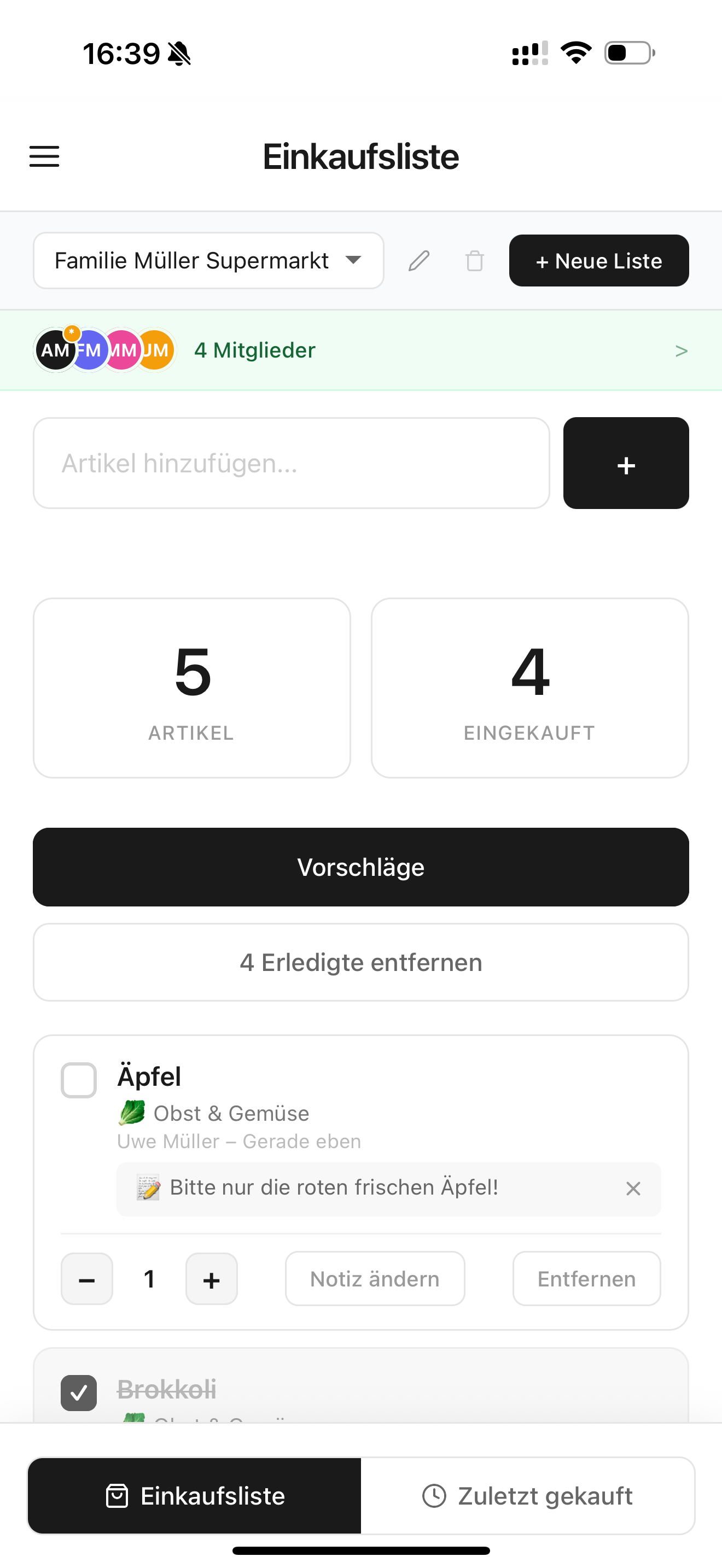 Notizen und Details in Smoppy